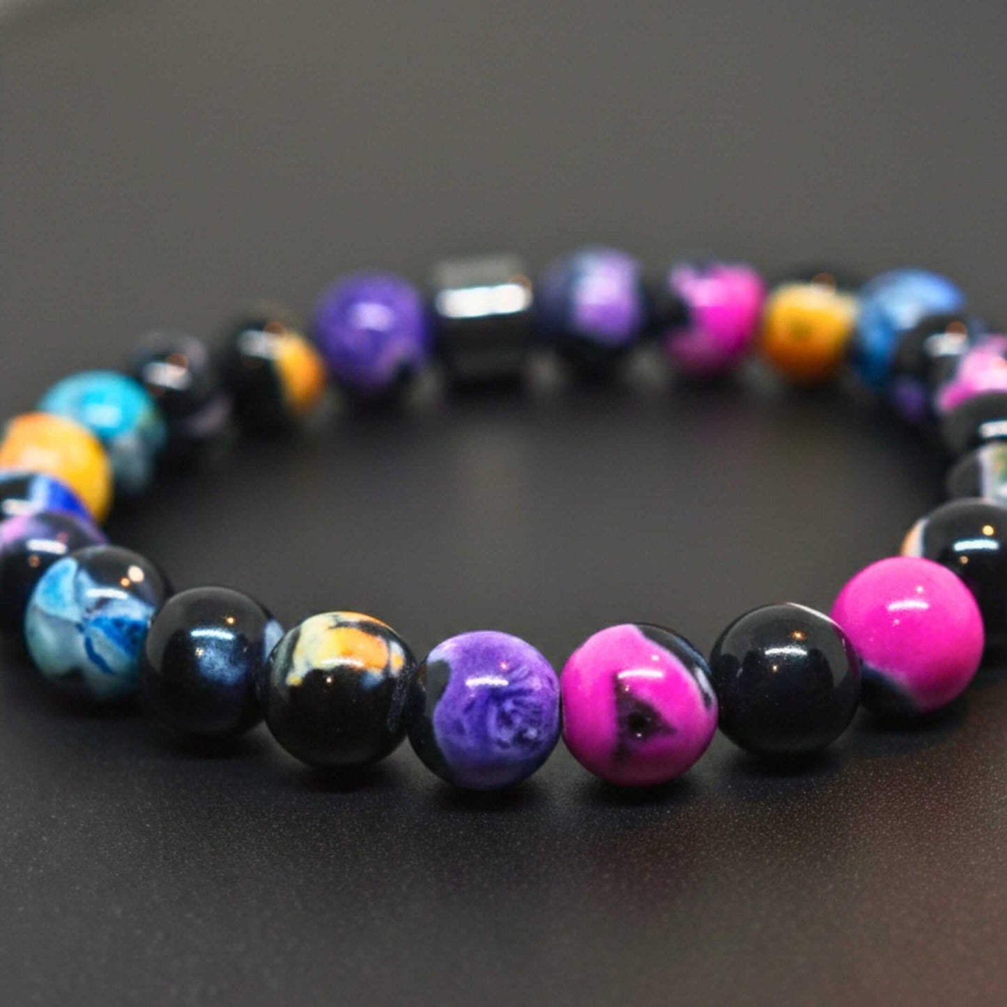 GALAXY AURA - 10mm Beads Bracelet with Natural Stone - Adjustable Bracelet - THE MEN THING