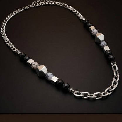 GEO NOIR - 8mm Pure Stainless Steel 20 to 22inch Adjustable Cuban Chain for Men & Boys - THE MEN THING