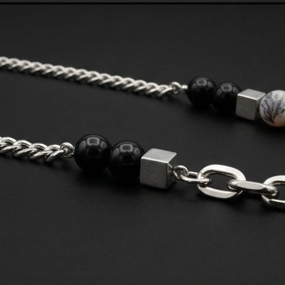 GEO NOIR - 8mm Pure Stainless Steel 20 to 22inch Adjustable Cuban Chain for Men & Boys - THE MEN THING