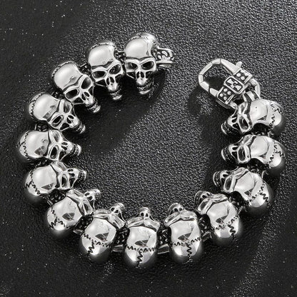 GHOST HEAD  - 22mm Pure Titanium Steel Bracelet, Skull Head Bracelet with Lobster Claw Buckle for Men & Boy (8inch) - THE MEN THING
