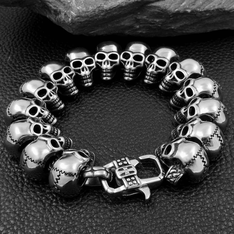 GHOST HEAD  - 22mm Pure Titanium Steel Bracelet, Skull Head Bracelet with Lobster Claw Buckle for Men & Boy (8inch) - THE MEN THING