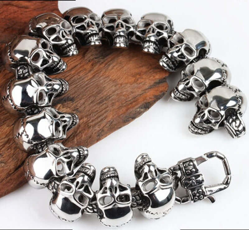 GHOST HEAD  - 22mm Pure Titanium Steel Bracelet, Skull Head Bracelet with Lobster Claw Buckle for Men & Boy (8inch) - THE MEN THING