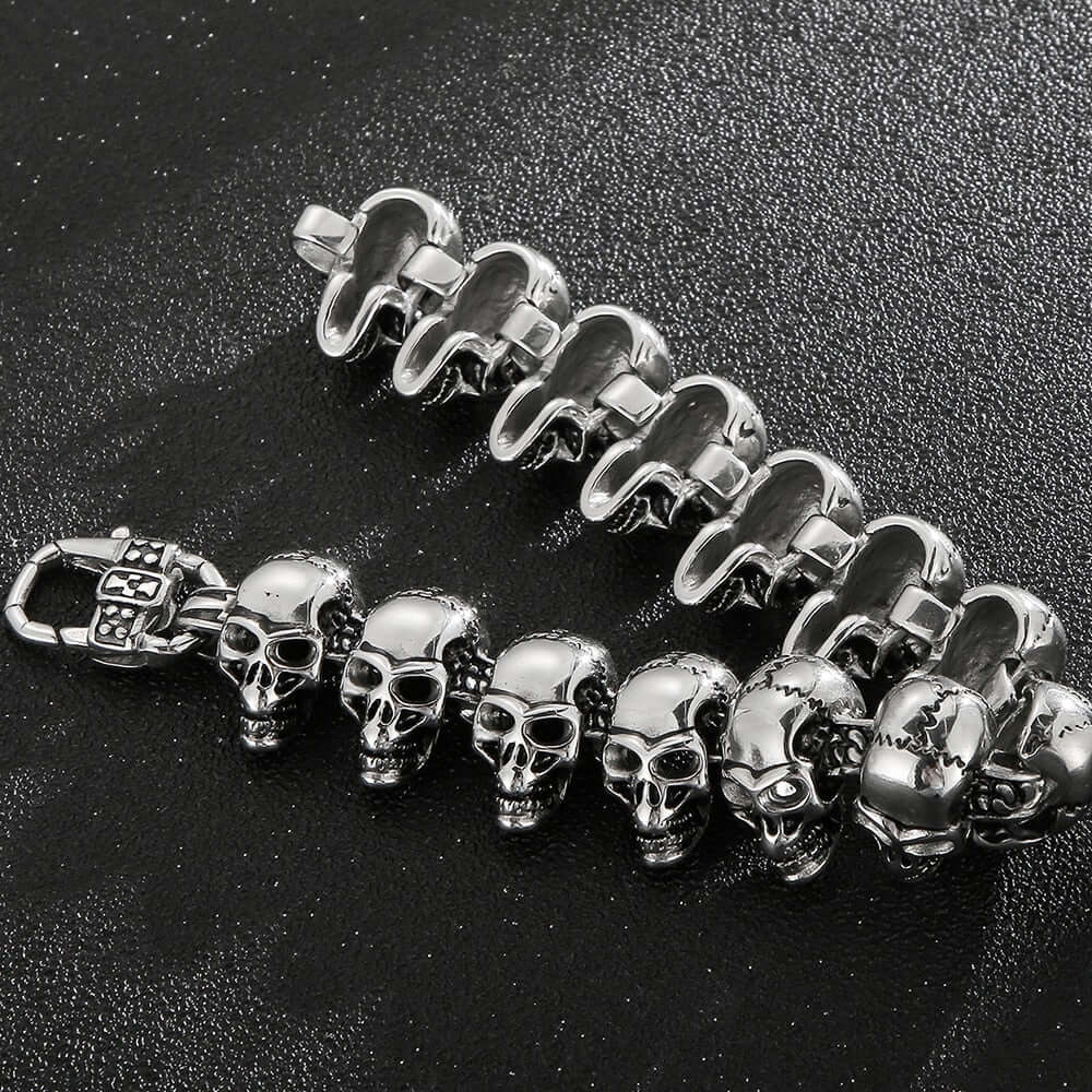GHOST HEAD  - 22mm Pure Titanium Steel Bracelet, Skull Head Bracelet with Lobster Claw Buckle for Men & Boy (8inch) - THE MEN THING