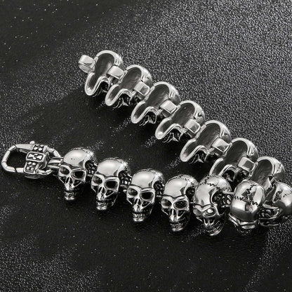 GHOST HEAD  - 22mm Pure Titanium Steel Bracelet, Skull Head Bracelet with Lobster Claw Buckle for Men & Boy (8inch) - THE MEN THING