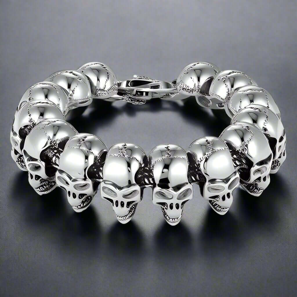 GHOST HEAD  - 22mm Pure Titanium Steel Bracelet, Skull Head Bracelet with Lobster Claw Buckle for Men & Boy (8inch) - THE MEN THING