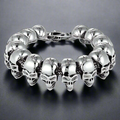 GHOST HEAD  - 22mm Pure Titanium Steel Bracelet, Skull Head Bracelet with Lobster Claw Buckle for Men & Boy (8inch) - THE MEN THING