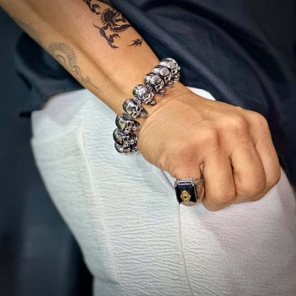 GHOST HEAD  - 22mm Pure Titanium Steel Bracelet, Skull Head Bracelet with Lobster Claw Buckle for Men & Boy (8inch) - THE MEN THING