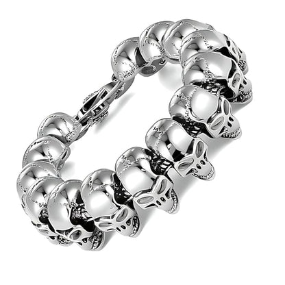 GHOST HEAD  - 22mm Pure Titanium Steel Bracelet, Skull Head Bracelet with Lobster Claw Buckle for Men & Boy (8inch) - THE MEN THING