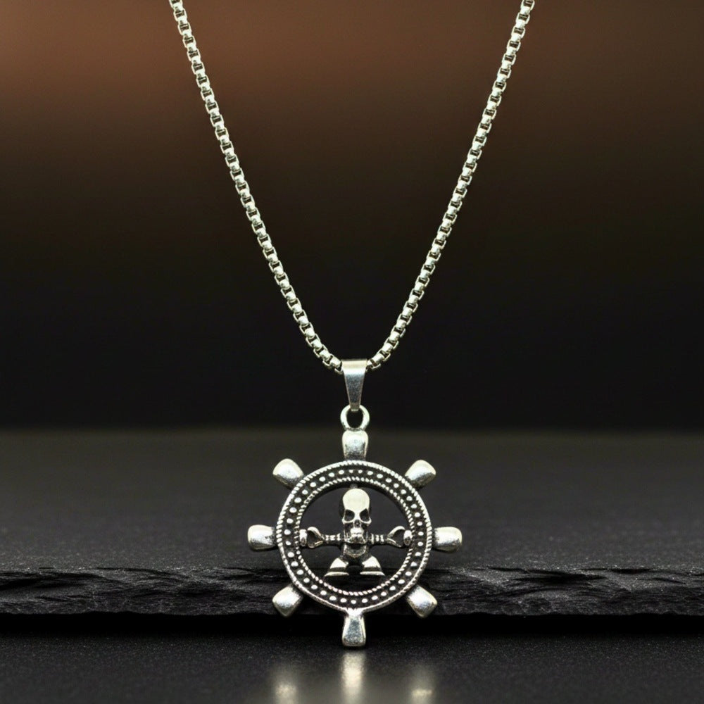 GHOST HELM - 43mm Titanium Steel Pendant with 24inch Round Box 5mm Chain for Men & Boys - THE MEN THING