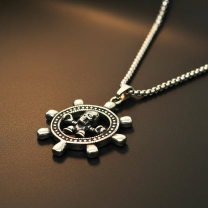 GHOST HELM - 43mm Titanium Steel Pendant with 24inch Round Box 5mm Chain for Men & Boys - THE MEN THING