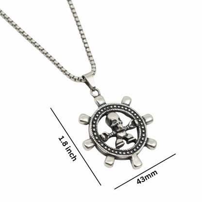 GHOST HELM - 43mm Titanium Steel Pendant with 24inch Round Box 5mm Chain for Men & Boys - THE MEN THING