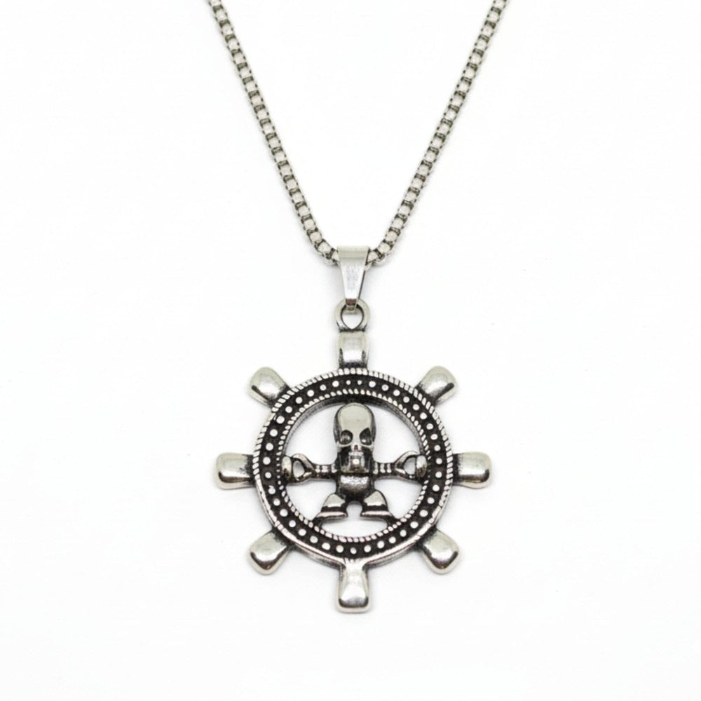 GHOST HELM - 43mm Titanium Steel Pendant with 24inch Round Box 5mm Chain for Men & Boys - THE MEN THING