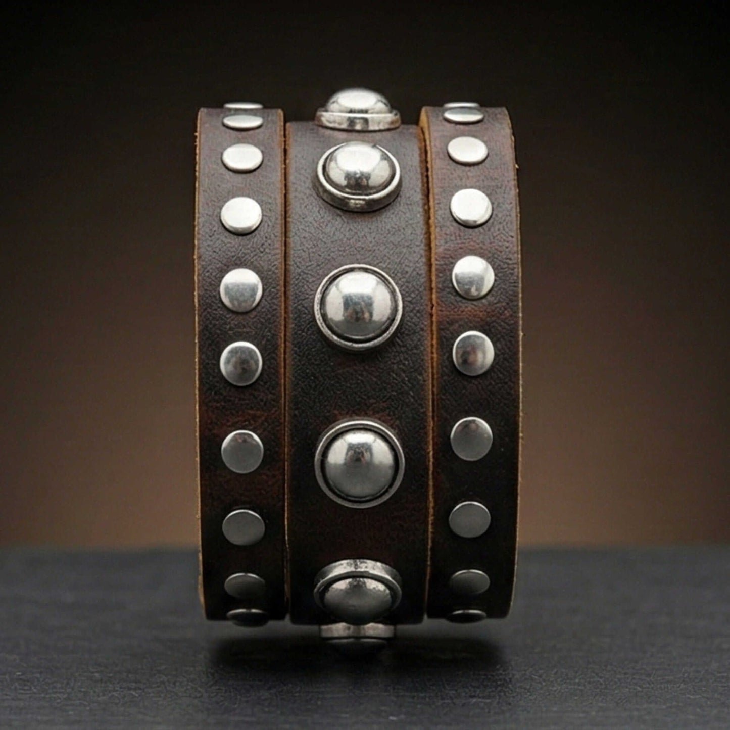 GLADIATOR STUD - 42mm Genuine Leather Adjustable Bracelet for Men & Boys (9 inch) - THE MEN THING
