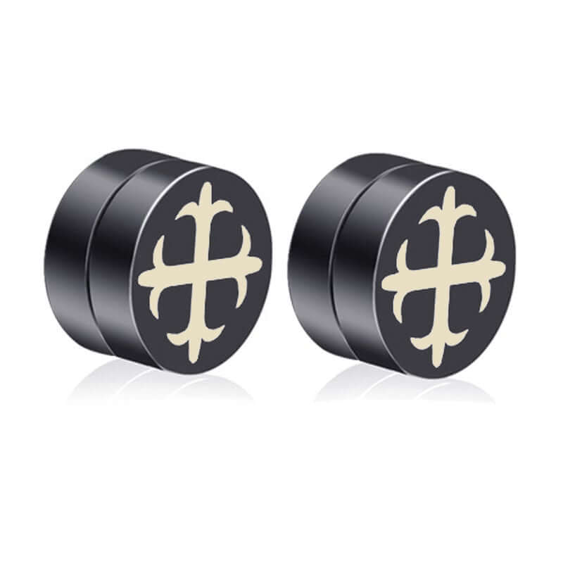GLINT CROSS - Magnetic Non-Piercing Pure Titanium Steel Studs Earrings for Men & Boys (2 Pcs) - THE MEN THING