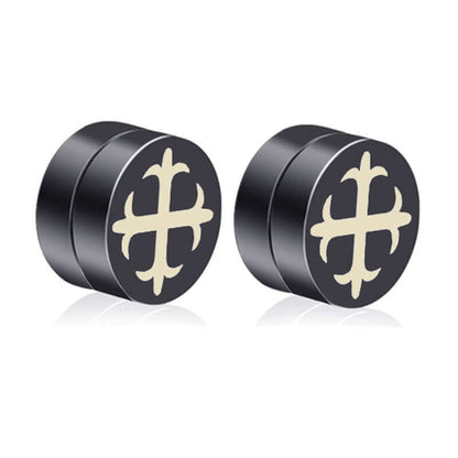 GLINT CROSS - Magnetic Non-Piercing Pure Titanium Steel Studs Earrings for Men & Boys (2 Pcs) - THE MEN THING