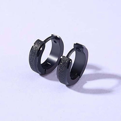 GLITTER LOOP - Pure Titanium Steel Hoop Ear Earrings for Men & Boys (2 Pcs) - THE MEN THING