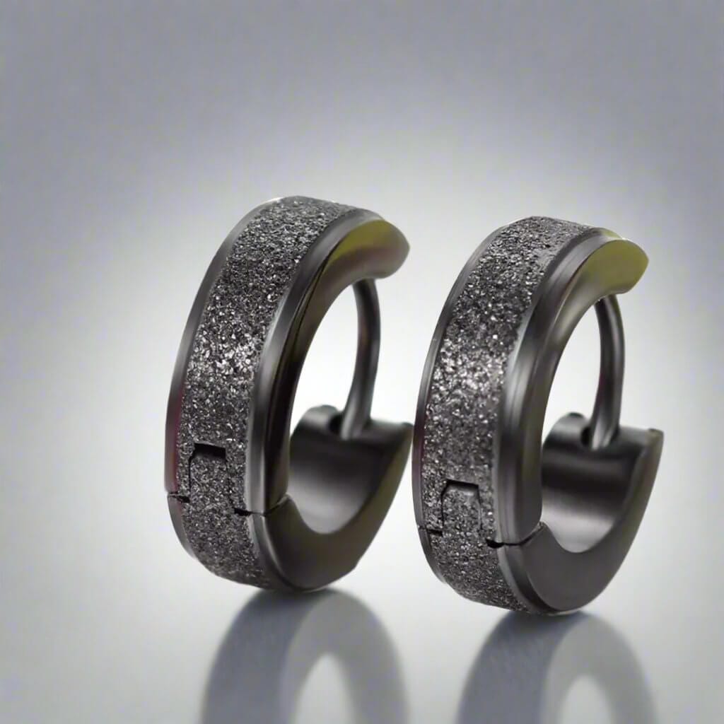 GLITTER LOOP - Pure Titanium Steel Hoop Ear Earrings for Men & Boys (2 Pcs) - THE MEN THING