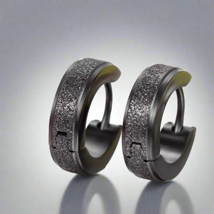 GLITTER LOOP - Pure Titanium Steel Hoop Ear Earrings for Men & Boys (2 Pcs) - THE MEN THING