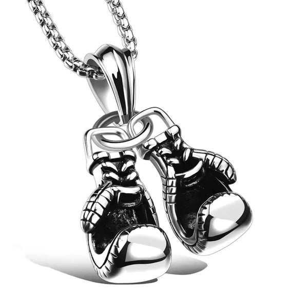 GLOVEX - 15mm Titanium Steel Pendant with 23inch 4mm Round Box Chain for Men & Boys