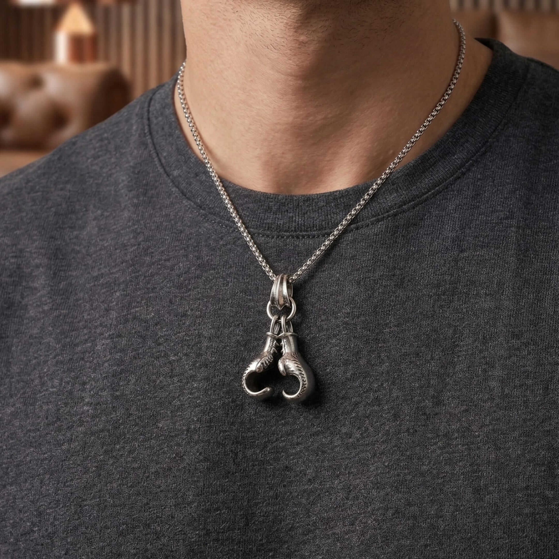 GLOVEX - 15mm Titanium Steel Pendant with 23inch 4mm Round Box Chain for Men & Boys — SS Pendant/ Necklace for Men | THE MEN THING