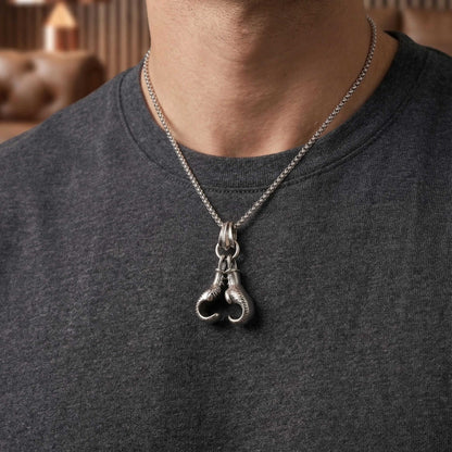 GLOVEX - 15mm Titanium Steel Pendant with 23inch 4mm Round Box Chain for Men & Boys — SS Pendant/ Necklace for Men | THE MEN THING