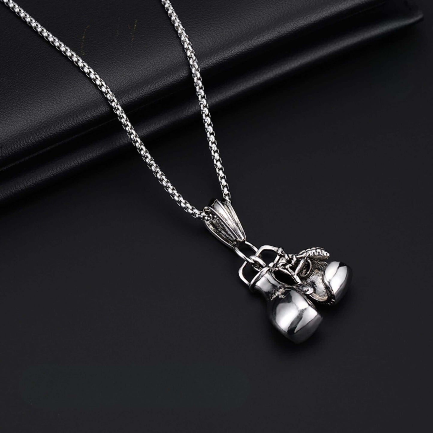GLOVEX - 15mm Titanium Steel Pendant with 23inch 4mm Round Box Chain for Men & Boys — SS Pendant/ Necklace for Men | THE MEN THING