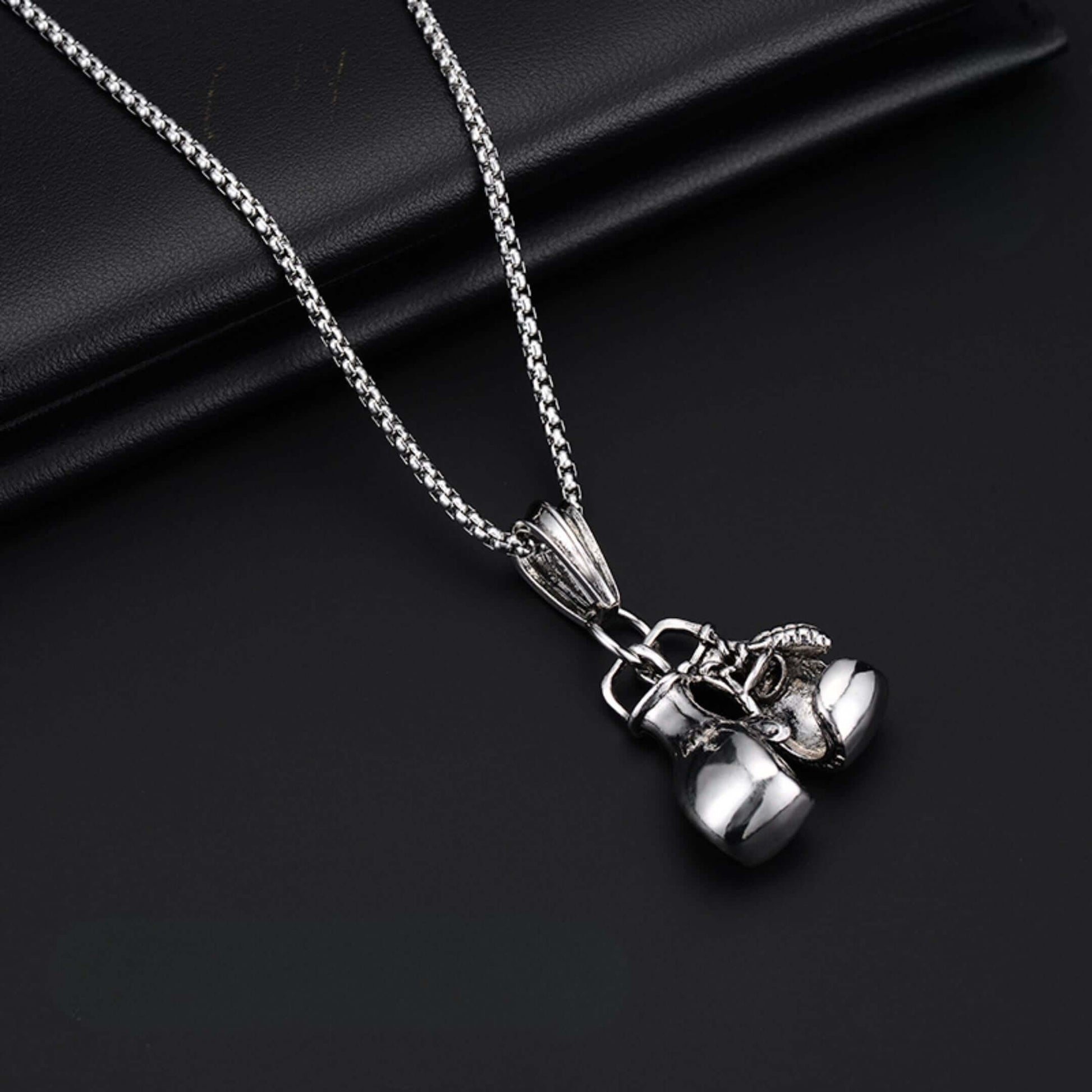 GLOVEX - 15mm Titanium Steel Pendant with 23inch 4mm Round Box Chain for Men & Boys — SS Pendant/ Necklace for Men | THE MEN THING