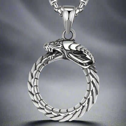 GLUTTONOUS SNAKE - Pure Titanium Steel Pendant with 24inch Round Box Chain for Men & Boys — SS Pendant/ Necklace for Men | THE MEN THING
