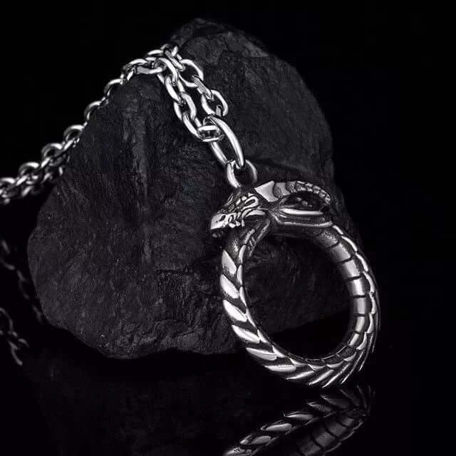 GLUTTONOUS SNAKE - Pure Titanium Steel Pendant with 24inch Round Box Chain for Men & Boys — SS Pendant/ Necklace for Men | THE MEN THING