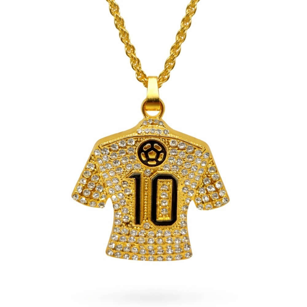 GOAL KING 10 - GOLDEN - 45mm Pure Titanium Steel Pendant with 27inch Twisted 4mm Golden Chain for Men & Boys — SS Pendant/ Necklace for Men | THE MEN THING