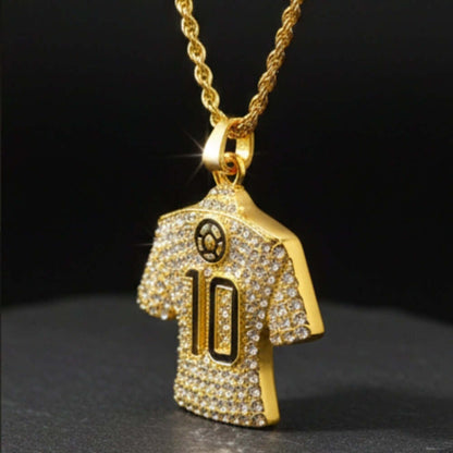 GOAL KING 10 - GOLDEN - 45mm Pure Titanium Steel Pendant with 27inch Twisted 4mm Golden Chain for Men & Boys — SS Pendant/ Necklace for Men | THE MEN THING