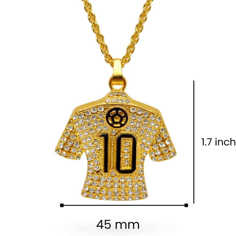 GOAL KING 10 - GOLDEN - 45mm Pure Titanium Steel Pendant with 27inch Twisted 4mm Golden Chain for Men & Boys — SS Pendant/ Necklace for Men | THE MEN THING