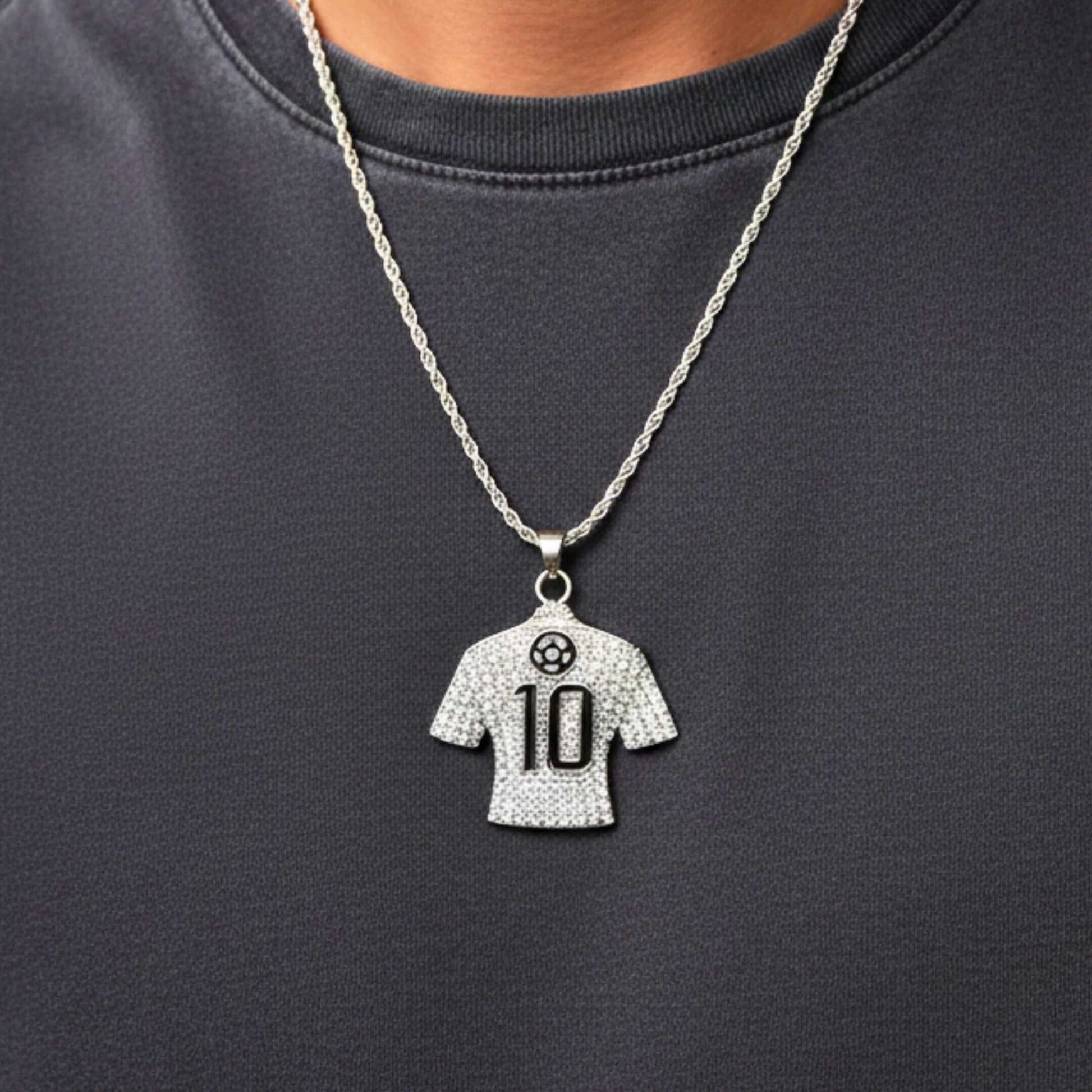 GOAL KING 10 - STEEL - 45mm Pure Titanium Steel Pendant with 27inch Twisted 4mm Chain for Men & Boys — SS Pendant/ Necklace for Men | THE MEN THING