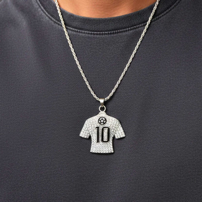 GOAL KING 10 - STEEL - 45mm Pure Titanium Steel Pendant with 27inch Twisted 4mm Chain for Men & Boys — SS Pendant/ Necklace for Men | THE MEN THING