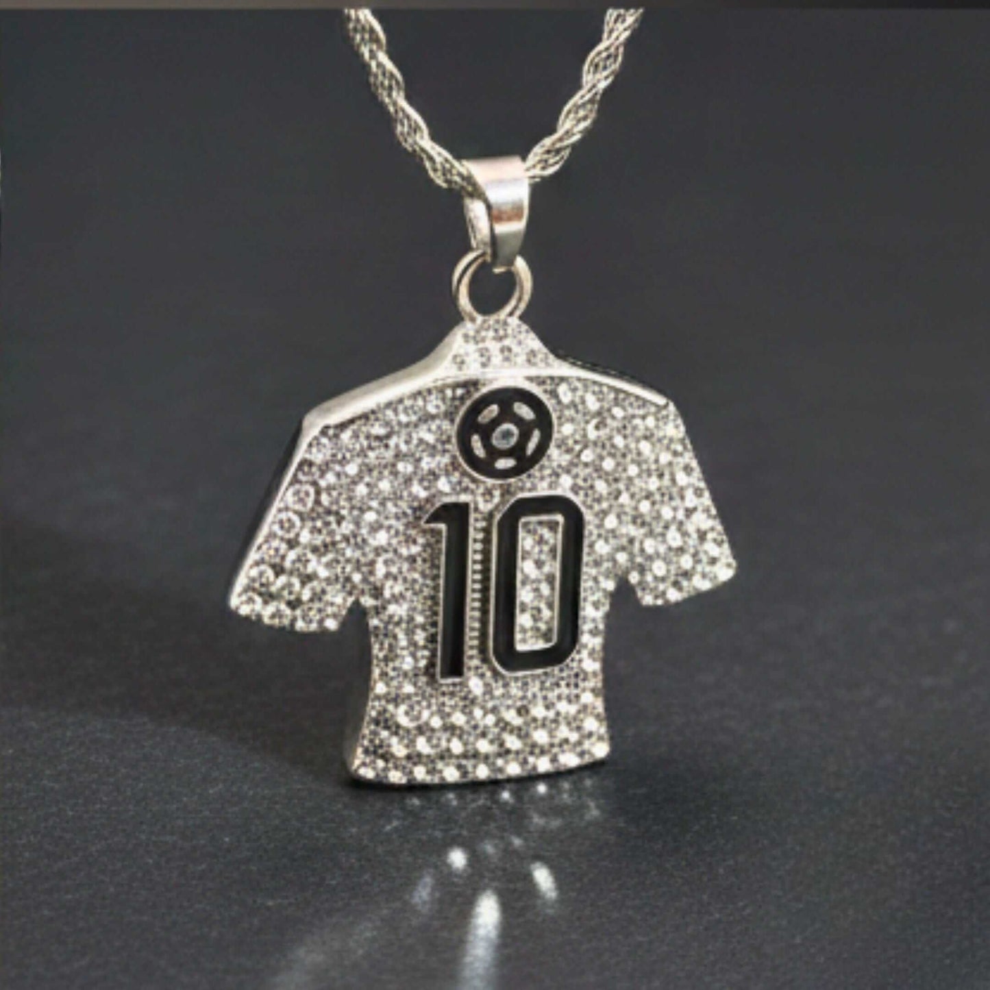 GOAL KING 10 - STEEL - 45mm Pure Titanium Steel Pendant with 27inch Twisted 4mm Chain for Men & Boys — SS Pendant/ Necklace for Men | THE MEN THING