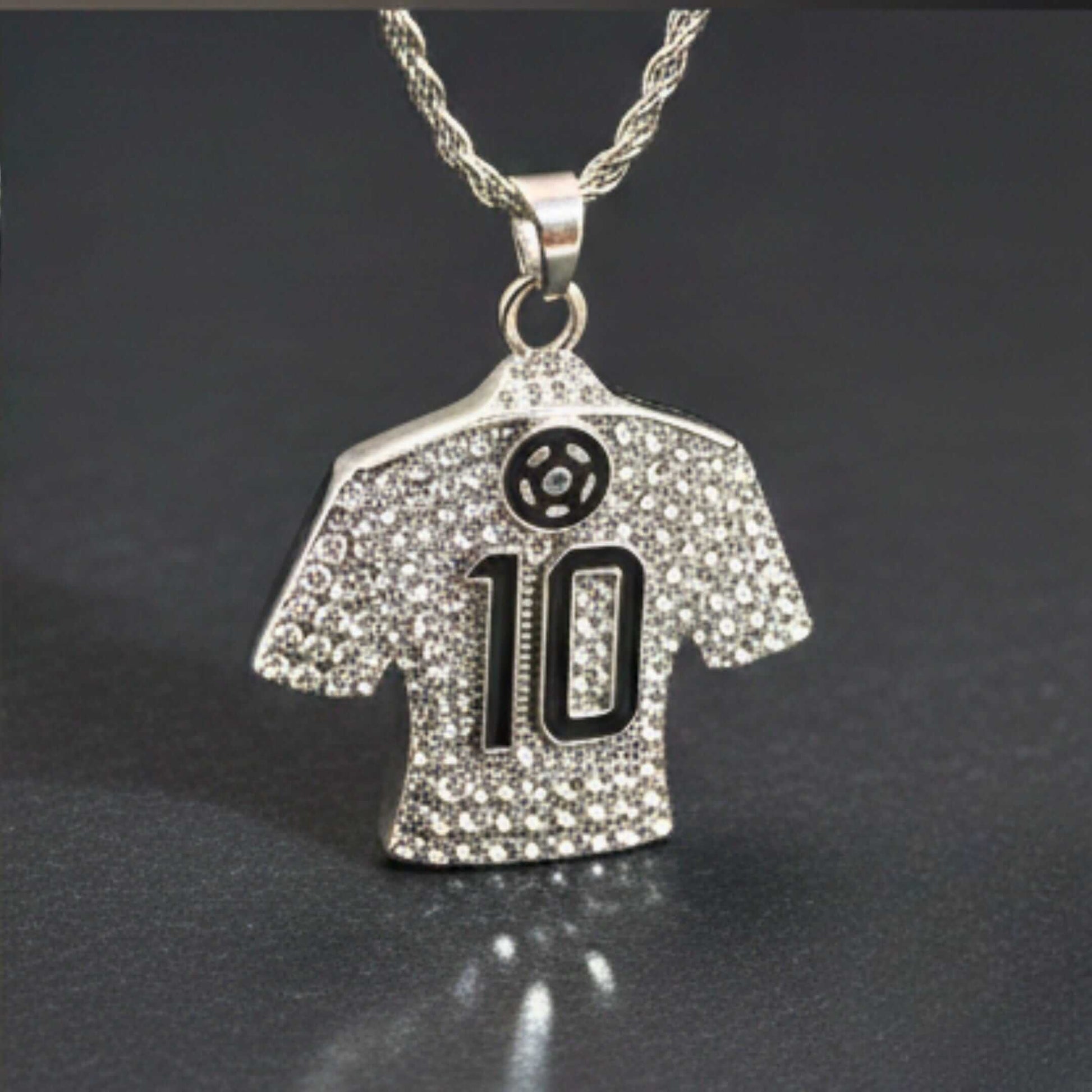 GOAL KING 10 - STEEL - 45mm Pure Titanium Steel Pendant with 27inch Twisted 4mm Chain for Men & Boys — SS Pendant/ Necklace for Men | THE MEN THING
