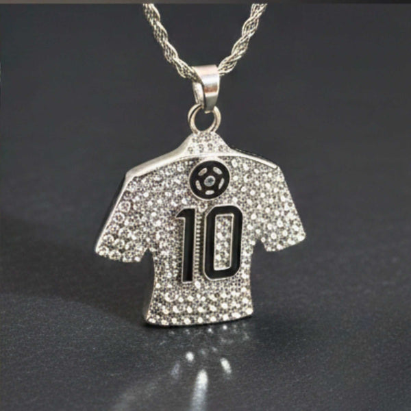 GOAL KING 10 - STEEL - 45mm Pure Titanium Steel Pendant with 27inch Twisted 4mm Chain for Men & Boys