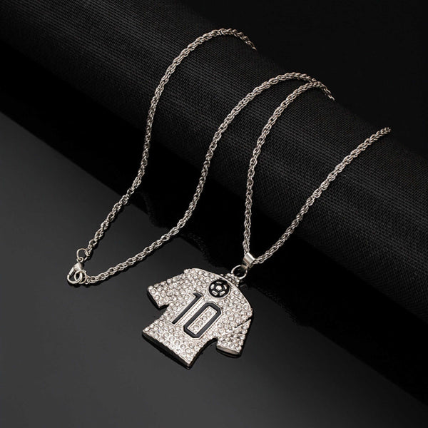 GOAL KING 10 - STEEL - 45mm Pure Titanium Steel Pendant with 27inch Twisted 4mm Chain for Men & Boys