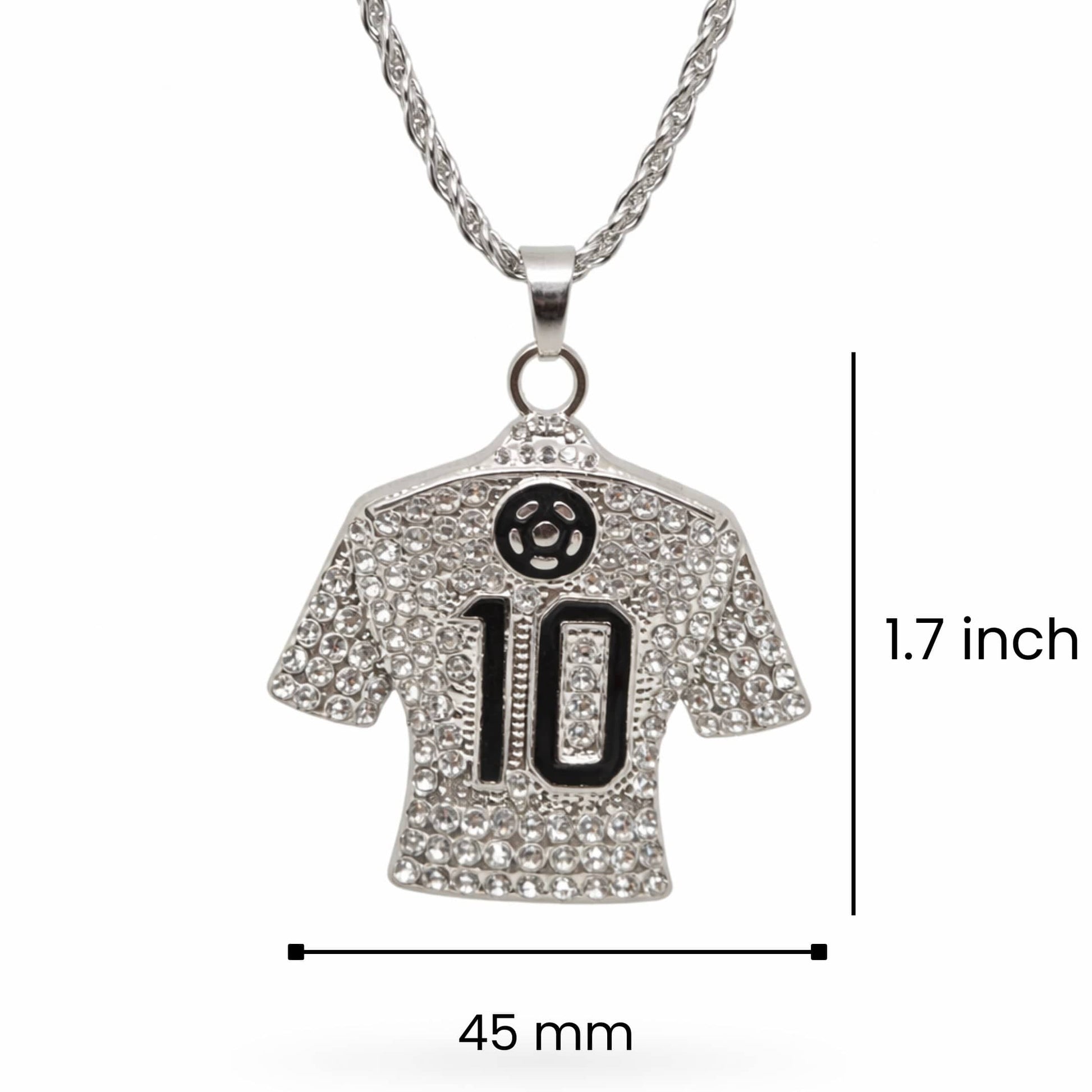 GOAL KING 10 - STEEL - 45mm Pure Titanium Steel Pendant with 27inch Twisted 4mm Chain for Men & Boys — SS Pendant/ Necklace for Men | THE MEN THING