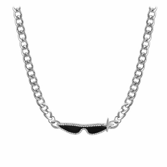 GOGGLES - 10mm Titanium Steel Pendant with 17 to 19inch Adjustable Curb 5mm Chain for Men & Boys - THE MEN THING