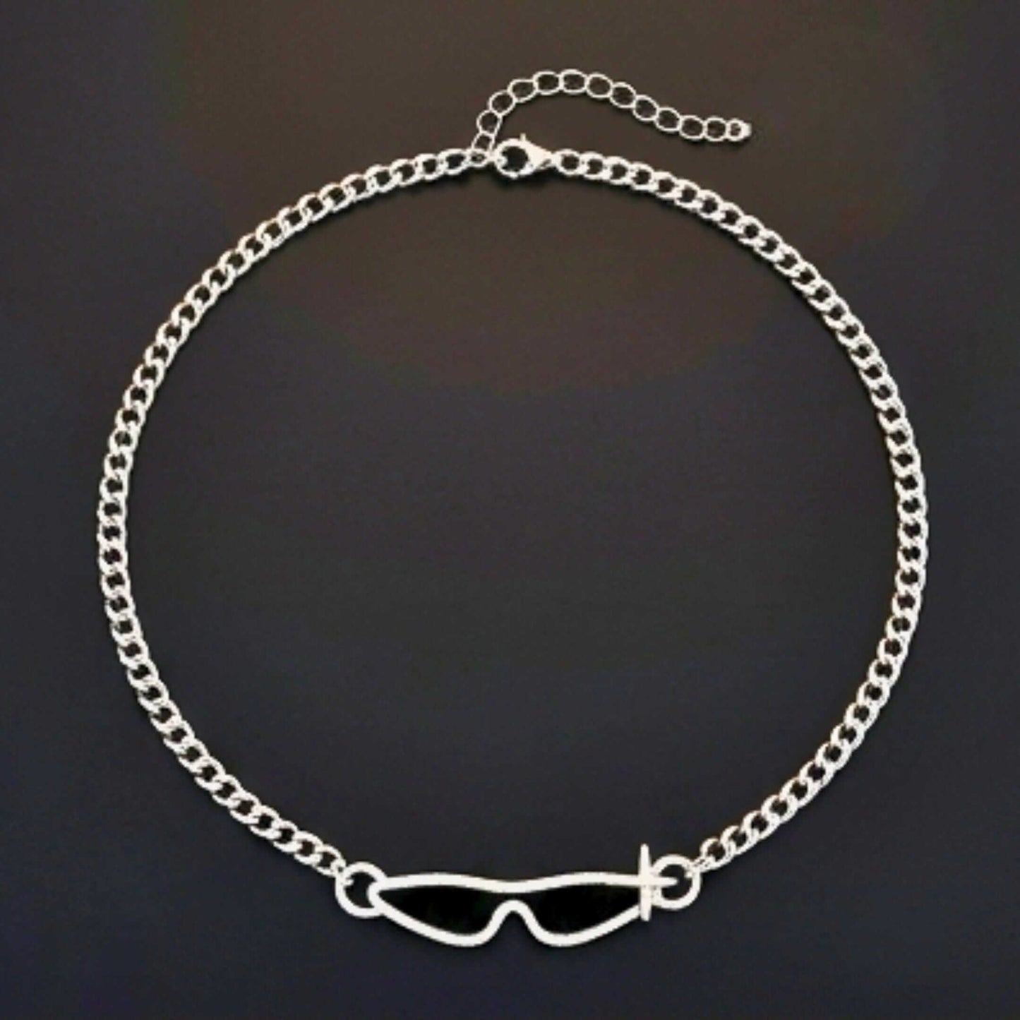 GOGGLES - 10mm Titanium Steel Pendant with 17 to 19inch Adjustable Curb 5mm Chain for Men & Boys — SS Pendant/ Necklace for Men | THE MEN THING