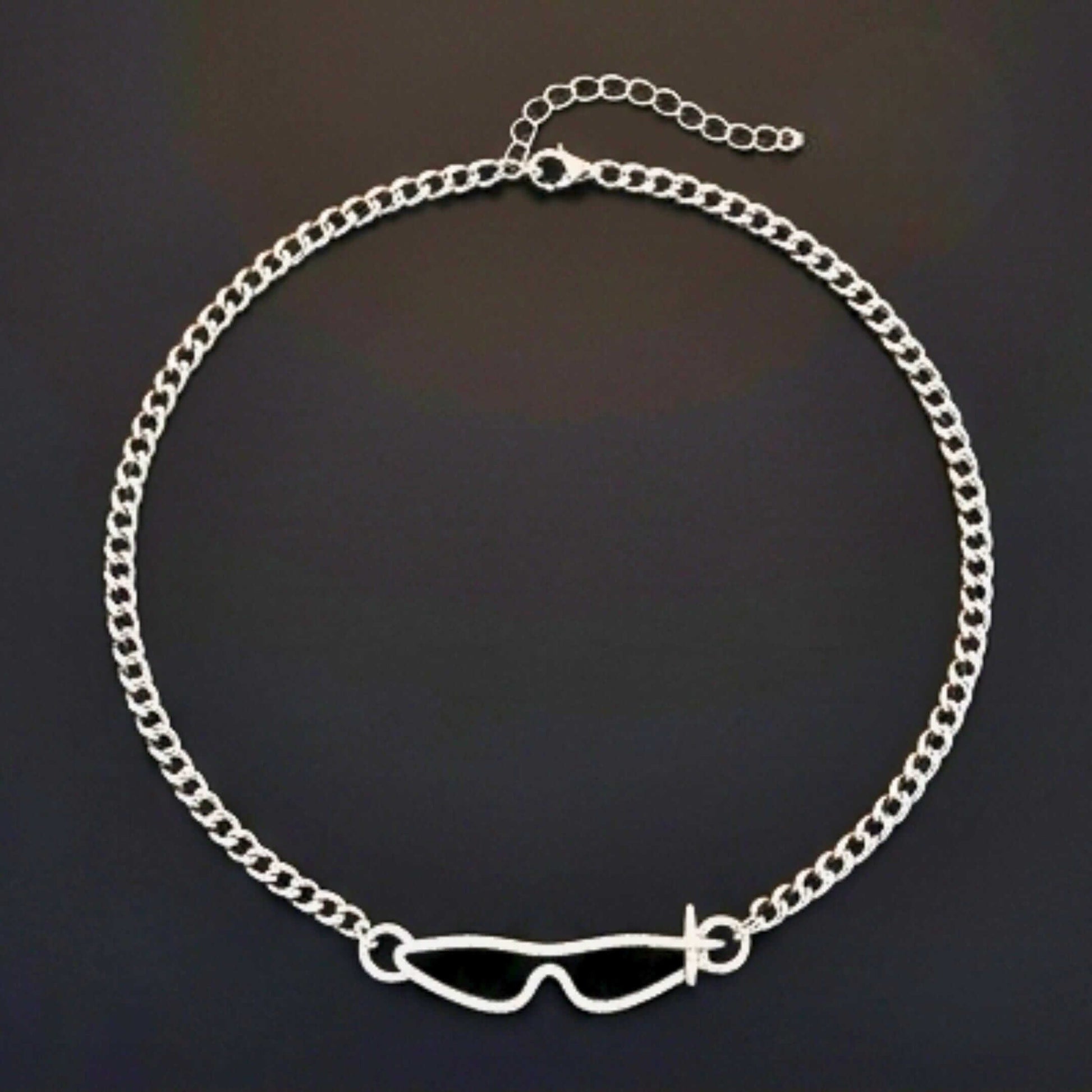 GOGGLES - 10mm Titanium Steel Pendant with 17 to 19inch Adjustable Curb 5mm Chain for Men & Boys — SS Pendant/ Necklace for Men | THE MEN THING