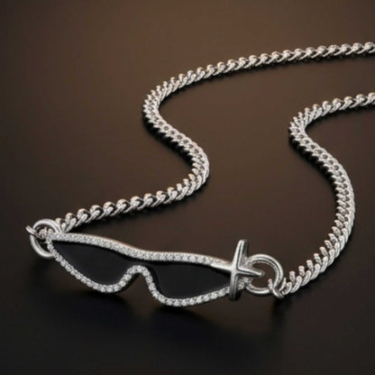 GOGGLES - 10mm Titanium Steel Pendant with 17 to 19inch Adjustable Curb 5mm Chain for Men & Boys — SS Pendant/ Necklace for Men | THE MEN THING