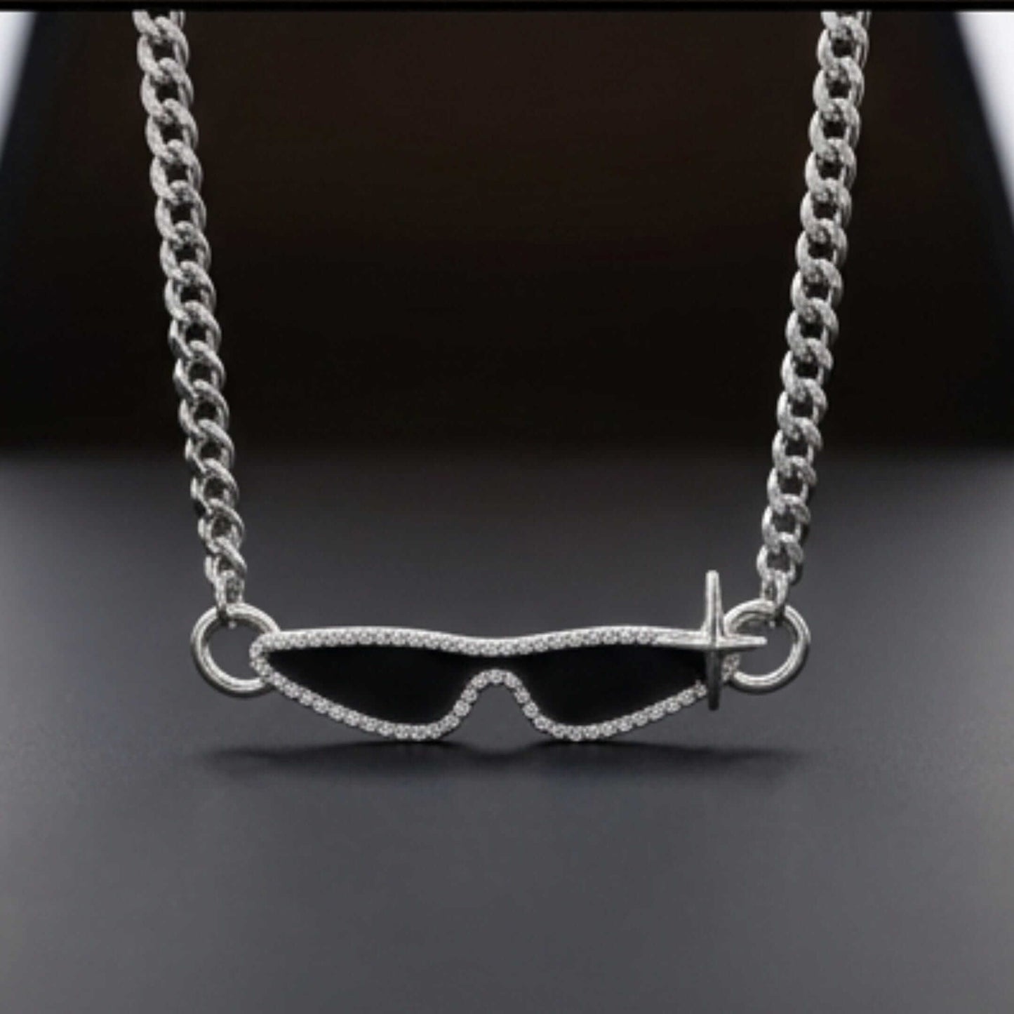 GOGGLES - 10mm Titanium Steel Pendant with 17 to 19inch Adjustable Curb 5mm Chain for Men & Boys — SS Pendant/ Necklace for Men | THE MEN THING