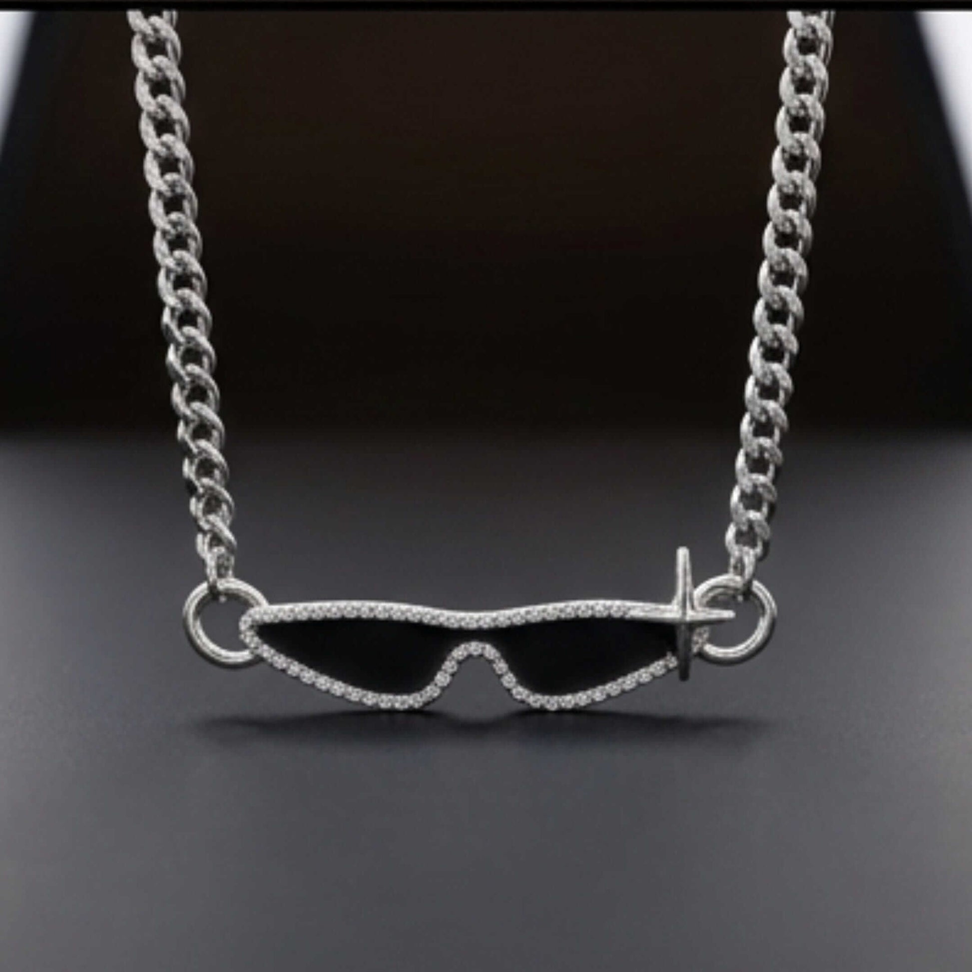 GOGGLES - 10mm Titanium Steel Pendant with 17 to 19inch Adjustable Curb 5mm Chain for Men & Boys — SS Pendant/ Necklace for Men | THE MEN THING