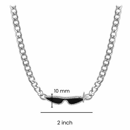 GOGGLES - 10mm Titanium Steel Pendant with 17 to 19inch Adjustable Curb 5mm Chain for Men & Boys — SS Pendant/ Necklace for Men | THE MEN THING