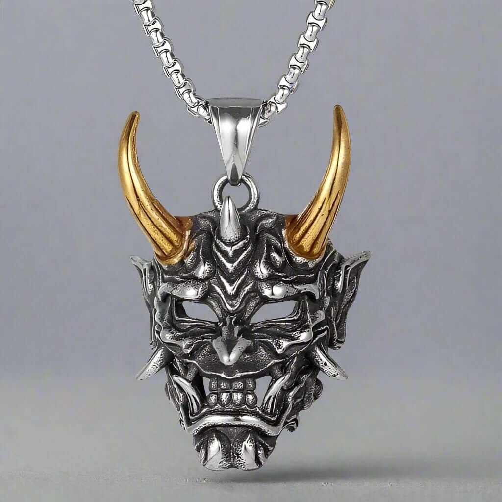 GOLDEN HORN - Alloy Pendant with Stainless Steel 24inch Round Box Chain, European trending Style for Men & Boy - THE MEN THING