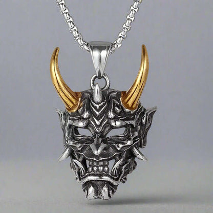 GOLDEN HORN - Alloy Pendant with Stainless Steel 24inch Round Box Chain, European trending Style for Men & Boy - THE MEN THING