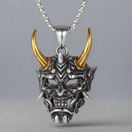 GOLDEN HORN - Alloy Pendant with Stainless Steel 24inch Round Box Chain, European trending Style for Men & Boy - THE MEN THING