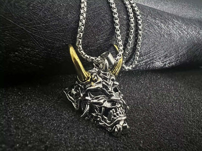 GOLDEN HORN - Alloy Pendant with Stainless Steel 24inch Round Box Chain, European trending Style for Men & Boy - THE MEN THING